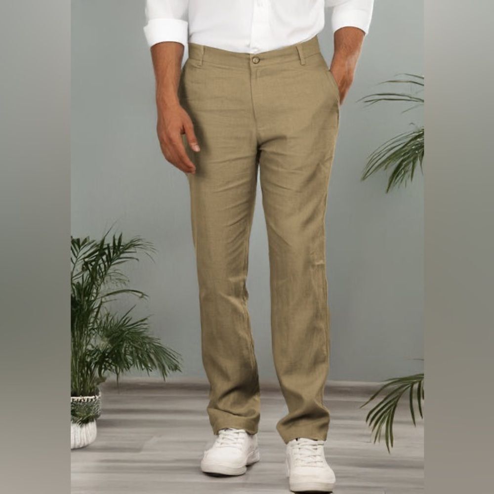 🔥Ike Behar Khaki Chinos for Men linen sz small New